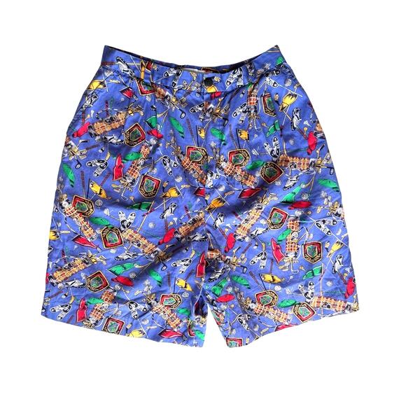 Vintage Pants - Vintage Jean Bell Golf Print Bermuda Shorts Size Small